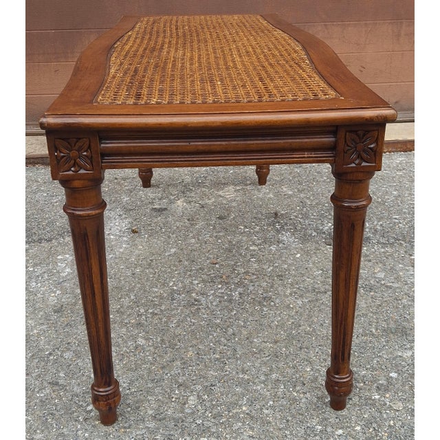 Mid 20th Century Provincial Mahogany With Cane and Glass Top Cocktail Table For Sale In Washington DC - Image 6 of 11
