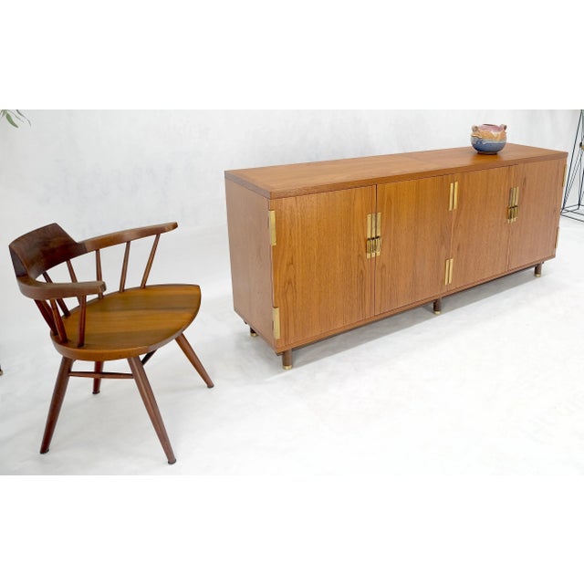 Wood Baker Teak & Brass Double Door Compartment 4 Drawers Credenza Dresser For Sale - Image 7 of 12