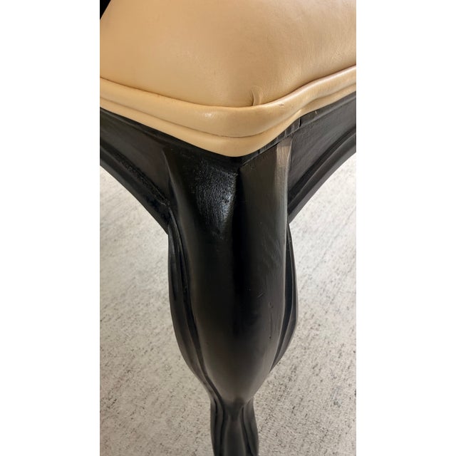 Kreiss Cream Leather Chippendale Style Armchairs – Pair For Sale - Image 12 of 15