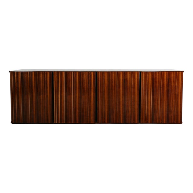 Mid-Century Lacquered Sideboard in Rosewood Zebrawood, 1970s For Sale