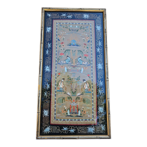Vintage Framed Chinoiserie Silk Embroidered Panel