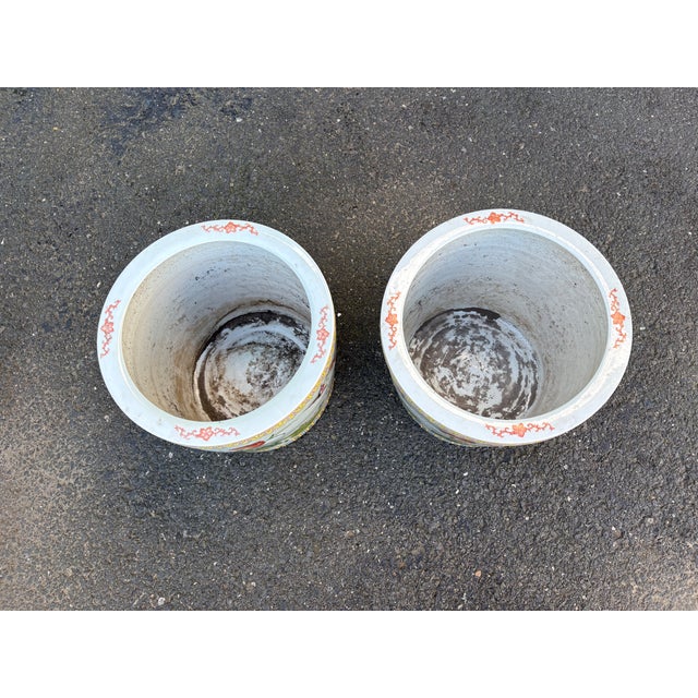 Ceramic Pair Late 19th Century Famille Rose Lotus Pond Jardinieres For Sale - Image 7 of 15