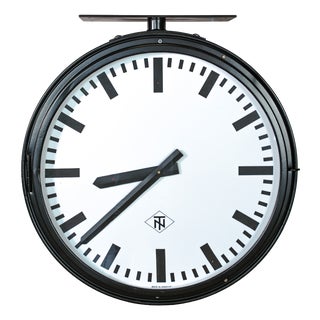 Large Double Sided TN Light Up Station Clock from Telenorma, 1950s For Sale