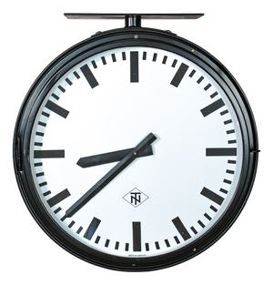 Large Double Sided TN Light Up Station Clock from Telenorma, 1950s