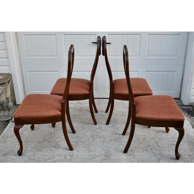 Vintage Set of Six Solid Cherry Queen Anne Style Dining Chairs For Sale - Image 11 of 13