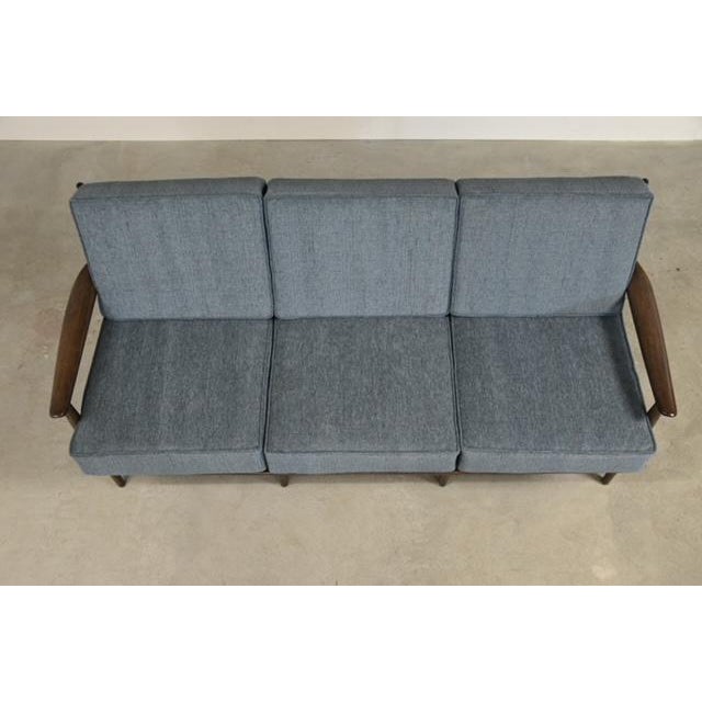 Wood Mid Century Modern Blue Sofa by Baumritter For Sale - Image 7 of 12