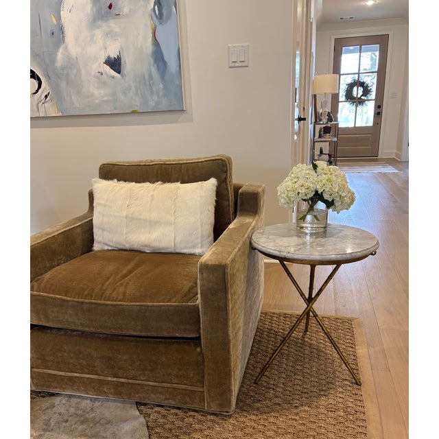 Vintage Gilt Faux Bamboo Tripod Base Gueridon Drinks Table / Side Table With Carrara Marble Top For Sale In Little Rock - Image 6 of 18