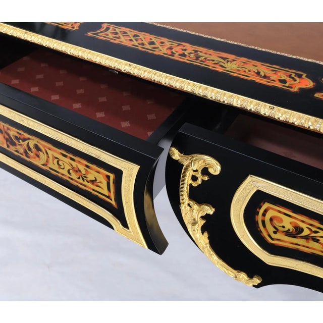 Enamel Decorated French Louis Revival Ormolu Mounted Bureau Desk Table Console For Sale - Image 10 of 13
