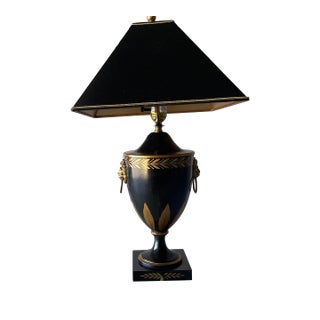 Mid 20th Century Tole Urn Formed Hand Painted Lamp For Sale