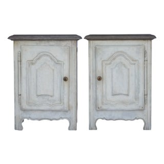 Pair of Handmade French Provincial Oak Nightstands – Old World Painted Finish For Sale