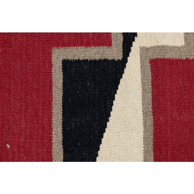 2020s Modern Navajo Style Southwest Wool Rug - Crimson Red & Geometric Diamond Motif For Sale - Image 5 of 12