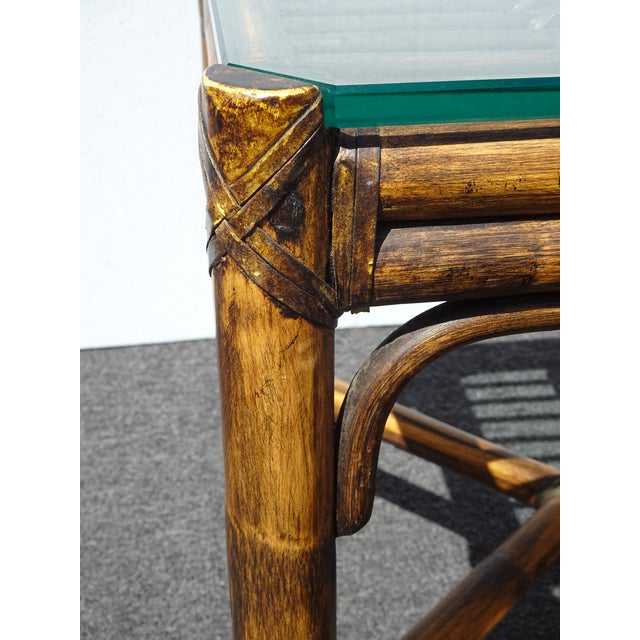 Pair of Vintage McGuire Brown Bamboo Rattan End Tables ~ Side Table For Sale - Image 9 of 17