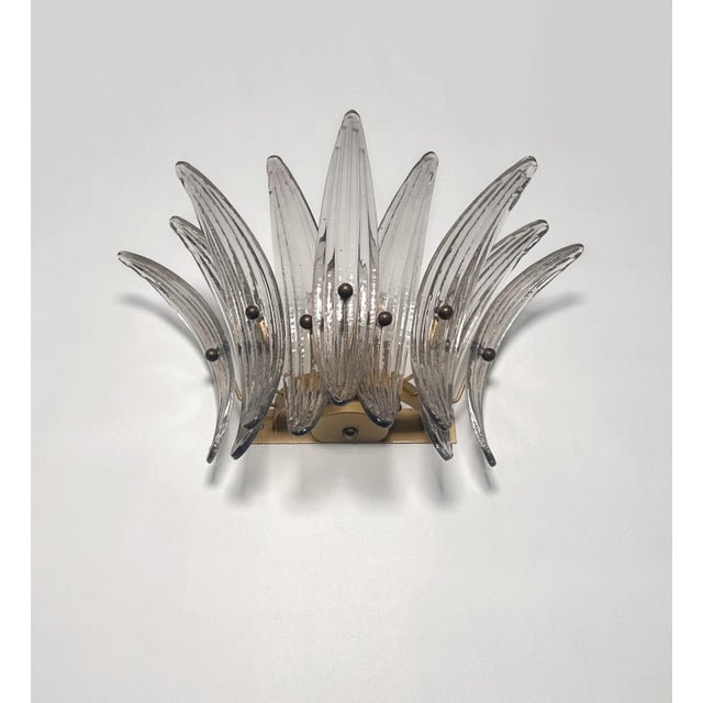 Vintage Smoked Glass Palmette Wall Lights, 1990s, Set of 2 For Sale - Image 4 of 17