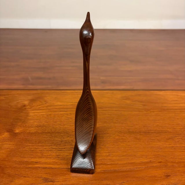 Mid-Century Modern Hand-Carved Wooden Bird Sculpture For Sale - Image 12 of 12