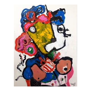 19.6" by 25.5" Abstract Figurative Original Oil Painting / Pablo Picasso, Unframed For Sale