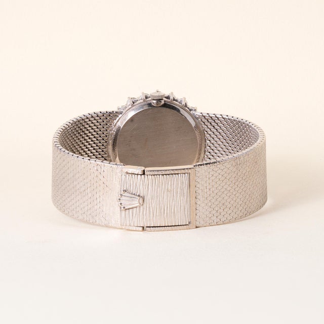 Vintage Rolex Cellini 18k White Gold 2.50 Carats Diamond Set Oval Wristwatch For Sale In Los Angeles - Image 6 of 7