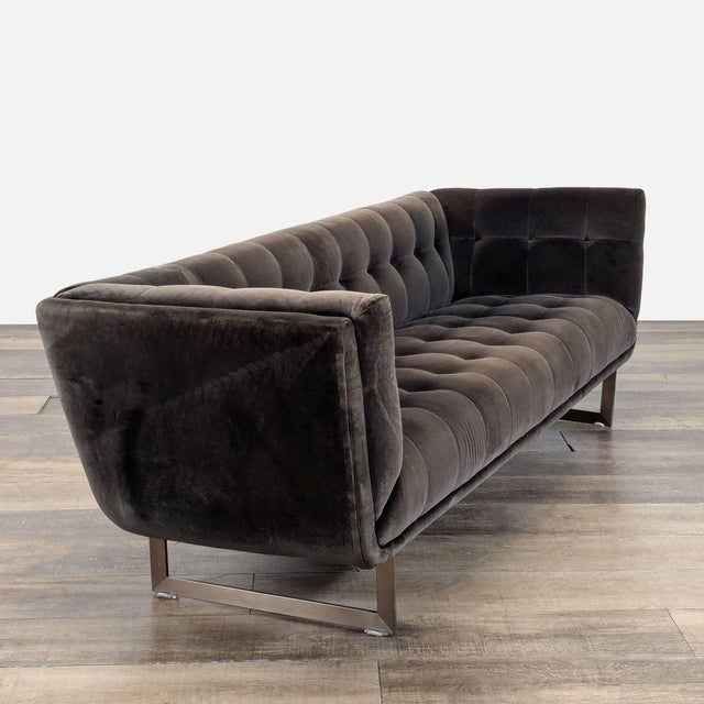 Features velvet upholstery with button tufting and metal base. Brand: Sunpan. Model: Centennial. Original Price: $2995....