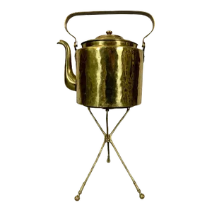 Antique Dutch Brass Coffee Pot and Trivet