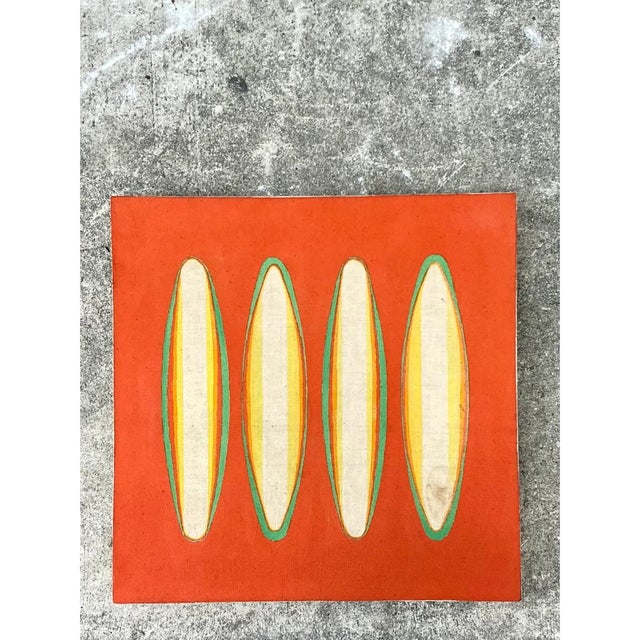 Vintage Geometric Abstract Painting on Canvas For Sale - Image 4 of 12