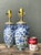 Blue Vintage Asian Blue and White Floral Ceramic Lamps - A Pair For Sale - Image 8 of 12