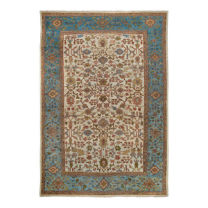 Beautiful Ivory Sky Blue Antique Persian Mahal Carpet