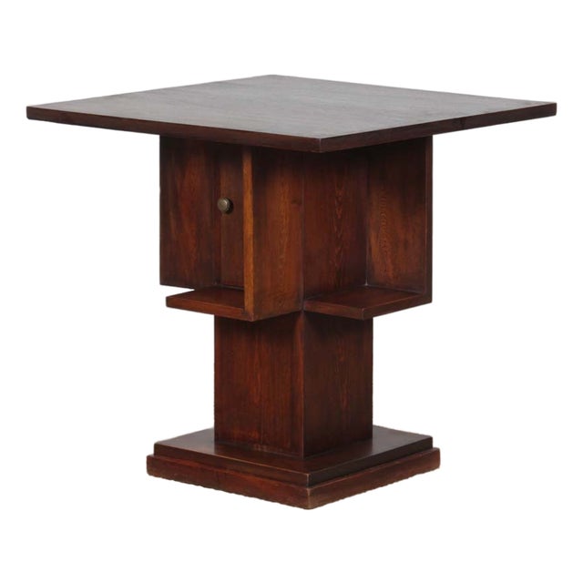 Geometric Wooden Side Table, 1940s For Sale