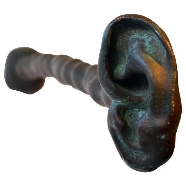Brown Surrealist Bronze Wall Sculpture of Listening Ear For Sale - Image 8 of 8