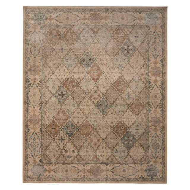 Rug & Kilim’s Oversized Bohemian Argyle Rug in Blue and Beige, 13x19 For Sale In New York - Image 6 of 6