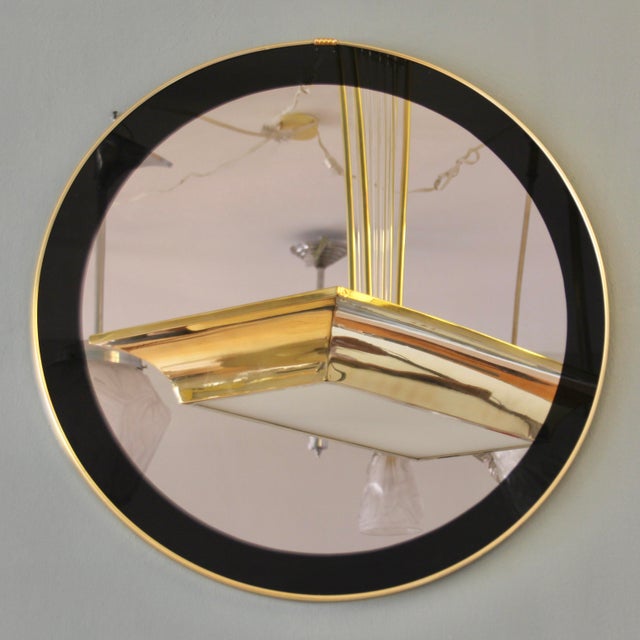 Black Mid-Century Modern Wall Mirror with Black Rim Ornament, 1950s For Sale - Image 8 of 8