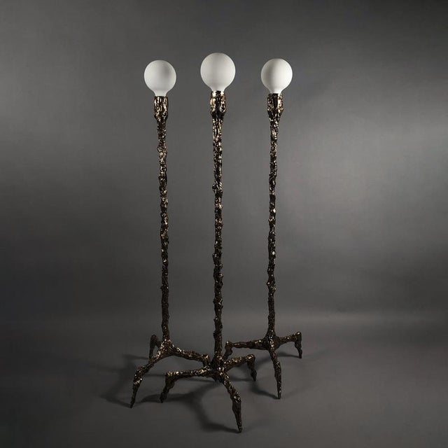 Sweet Thing Tall Lamp in Patinated Cast Bronze by William Guillon For Sale - Image 12 of 18