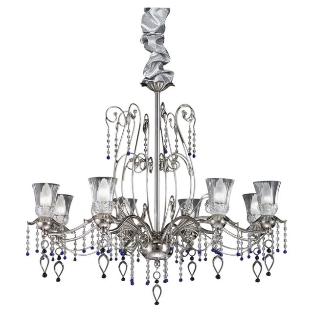 Fenice Crystal 8 Lights Chandelier in Polished Chrome and Glass by Aggiolight For Sale - Image 11 of 11