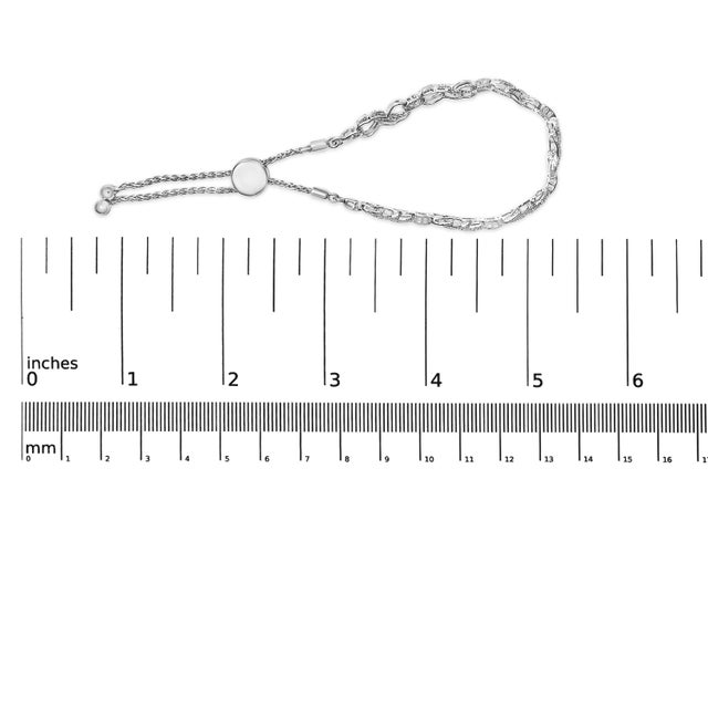 Early 21st Century .925 Sterling Silver 1/2 Cttw Diamond Infinity Link Bolo Bracelet For Sale - Image 5 of 5