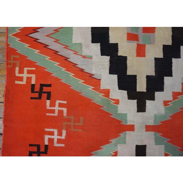 1930s Red Small Antique Tribal Geometric Native American Navajo Flat Weave Rug For Sale - Image 10 of 12