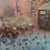 Oxblood Red Vintage Oil Painting on Canvas "City Motif at Dusk" Signed Framed For Sale - Image 8 of 12