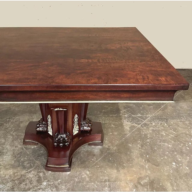 Antique French Empire Mahogany Double Pedestal Dining ~ Conference Table For Sale - Image 15 of 17