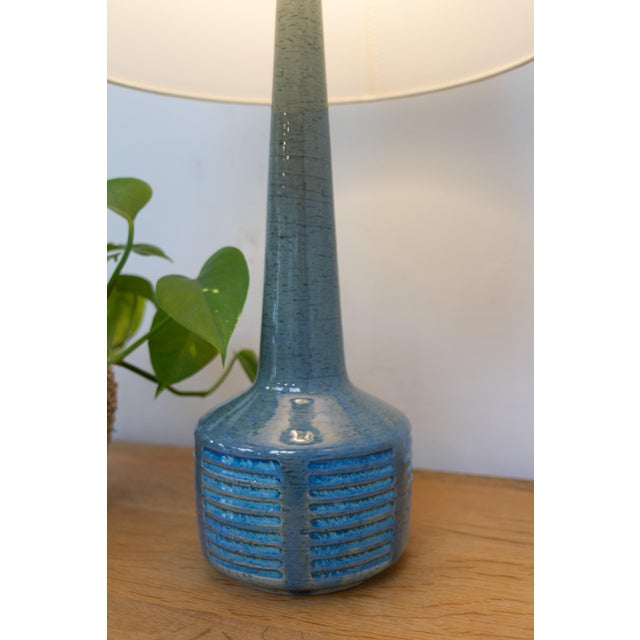 Danish Blue Stoneware Table Lamp by Linnemann- Schmidt for Palshus, 1960s For Sale - Image 17 of 18