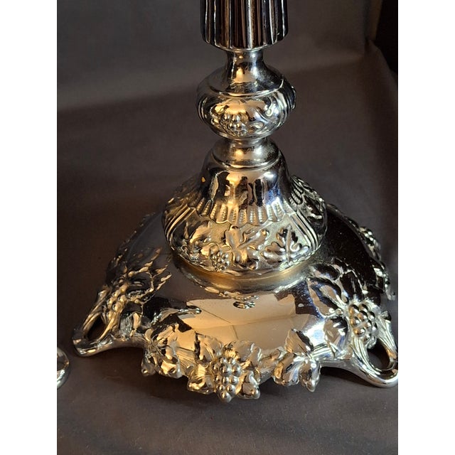 Silver Monumental 14.5" Antique Norblin & Co. Silver Plated Candlesticks For Sale - Image 8 of 13