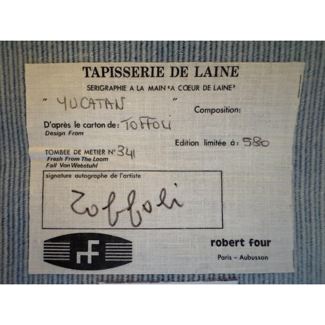 Louis Toffoli “Yucatan” Aubusson Tapestry, Robert Four, 1970s For Sale - Image 12 of 13