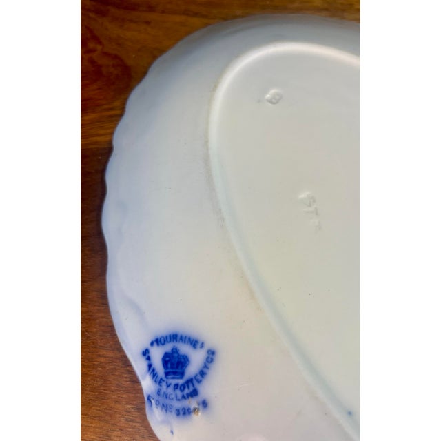White Early 20th Century Stanley Pottery Touraine (Flow Blue) 10” Oval Serving Platter For Sale - Image 8 of 8