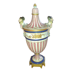 Antique 18thc Large Louis XV Sevres Porcelain Vase Urn Ammon-Ra - Marked / Bronze Base