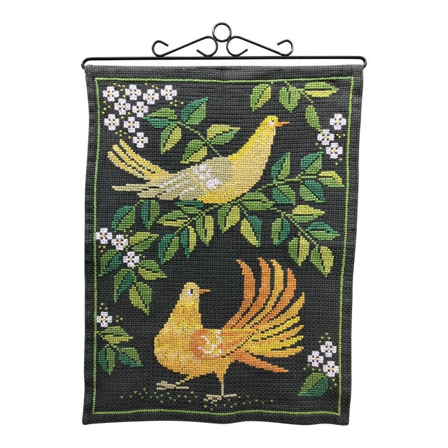 Vintage Swedish Hand Made Needlepoint Wall Hanging / Tapestry Chairish