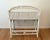 Mid 20th Century Vintage White Rectangular Wicker & Bamboo Desk, Console or Vanity With Glass Top, Drawer For Sale - Image 5 of 10
