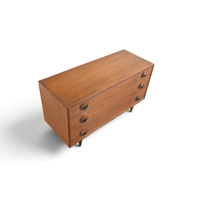 Mid 20th Century Low Six Drawer Teak Dresser With Leather Pulls For Sale In San Francisco - Image 6 of 8