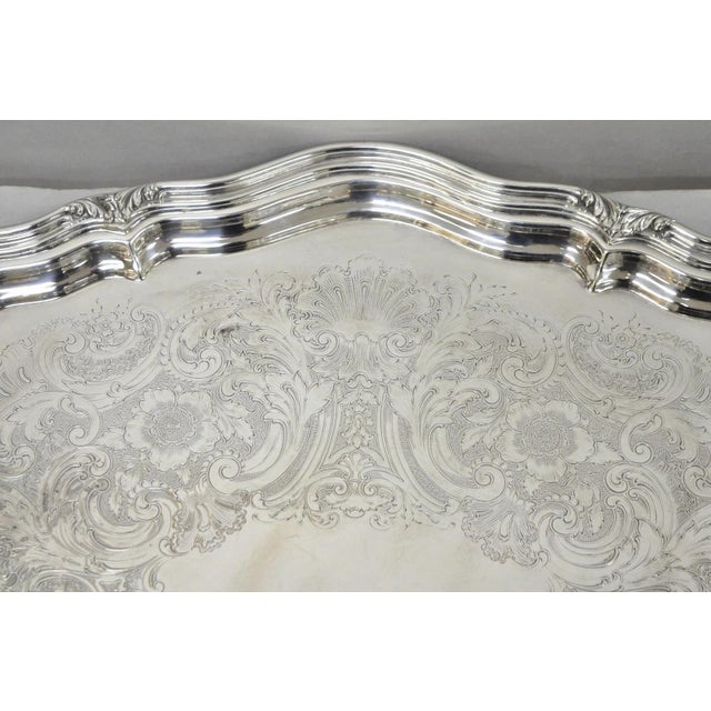 Metal Antique Reed & Barton Winthrop Silver Plated Victorian Bar Serving Platter Tray For Sale - Image 7 of 14