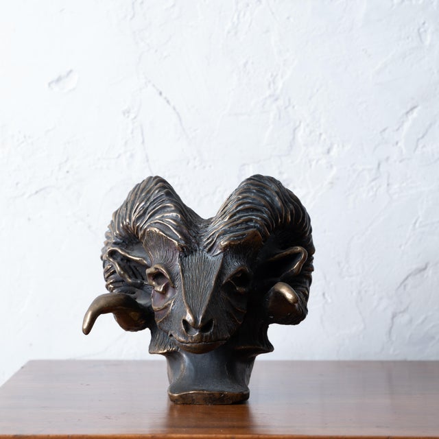 A Bronze Ram's Head, 20th Century For Sale - Image 4 of 14