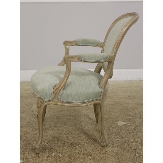 French Pair French Painted Finish Medallion Back Armchairs For Sale - Image 3 of 13