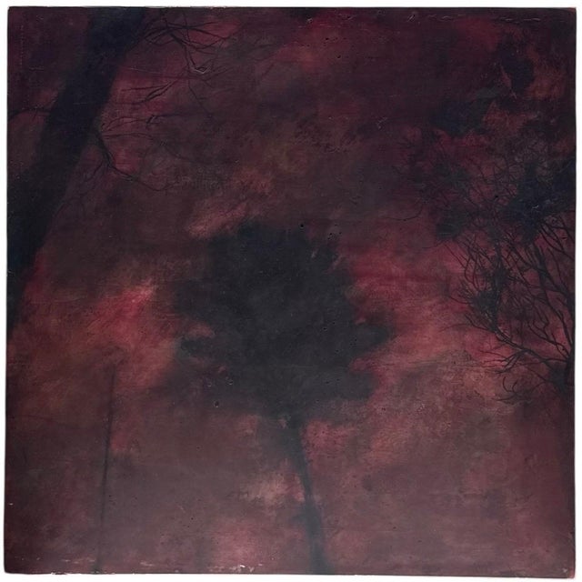 Katherine Bowling, Large Painting "Red Sky" Oil & Spackle on Wood Katherine Bowling American Modern, 1988 For Sale - Image 11 of 18