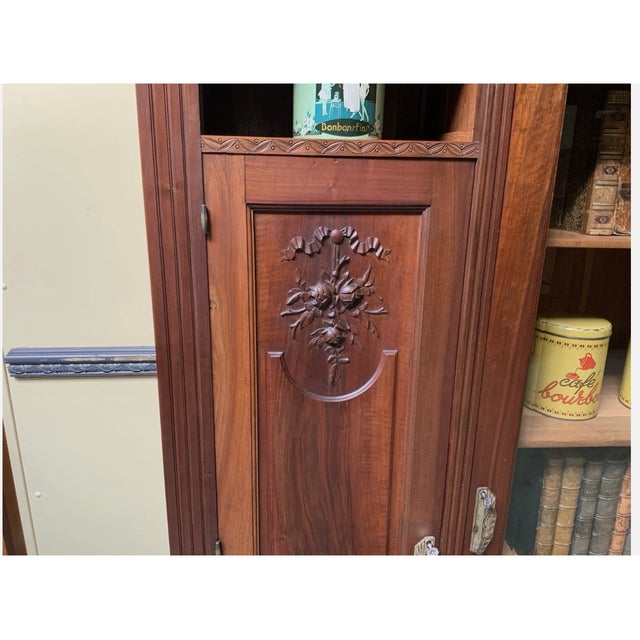 Antique Art Nouveau Walnut Bookcase, 1910 For Sale - Image 10 of 13