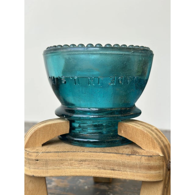 Vintage Make-Do Hemingray Glass Insulator Candleholders With Laminated Wood Bases, a Pair, Circa Mid 20th Century For Sale - Image 16 of 18