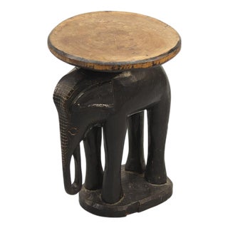 Antique Folk Art Colonial Elephant Side Table / Pedestal For Sale